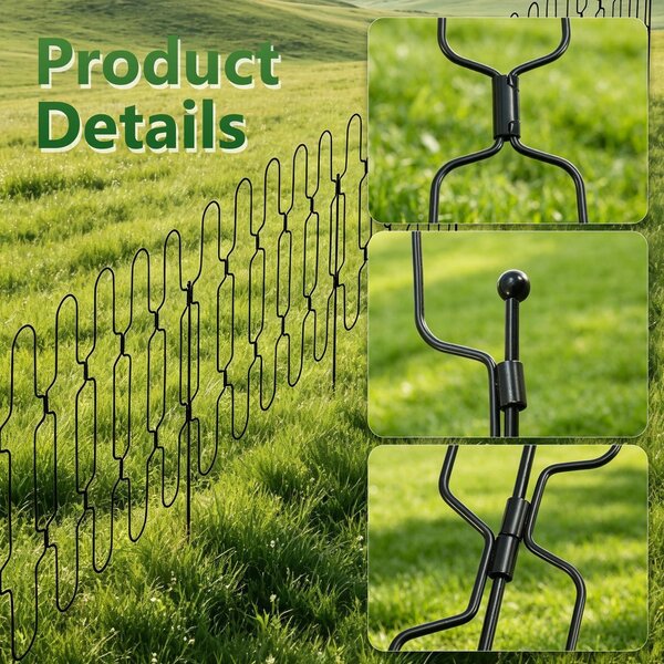 Skládací zahradní plot pro venkovní použití, výška 40 cm, 10 panelů