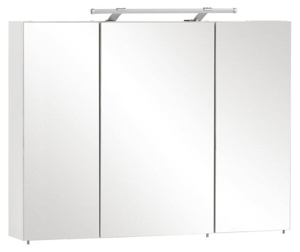 Zrcadlová skříňka koupelnová s LED osvětlením - 3 dvířka - 6 skleněných polic - 100 x 16 x 71 cm - Bílá