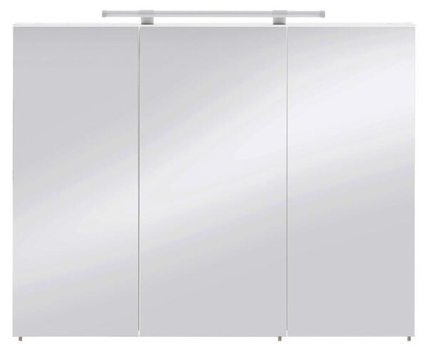 Zrcadlová skříňka koupelnová s LED osvětlením - 3 dvířka - 6 skleněných polic - 100 x 16 x 71 cm - Bílá