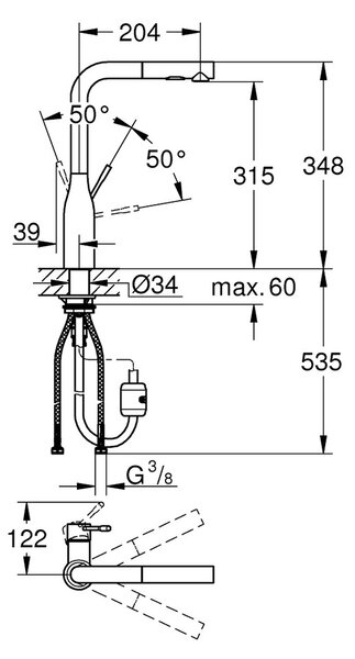 GROHE Essence - Páková dřezová baterie, DN 15, Cool Sunrise 30270GL0