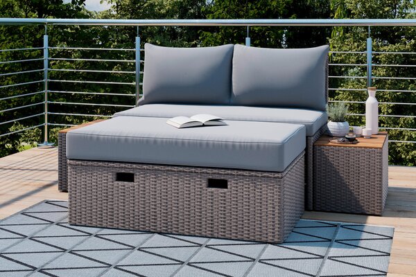 TERASOVÁ SEDACÍ SOUPRAVA dřevo, kov, plast, textil Ambia Garden - Online Only zahradní nábytek, Online Only