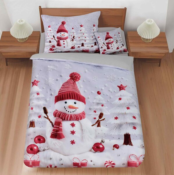 3 dílné povlečení Polycotton vánoční Sněhulák 200x140cm+90x70cm TiaHome