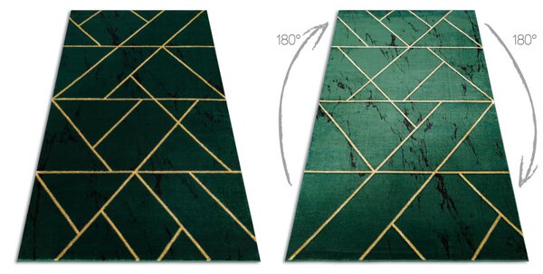 Dywany Łuszczów, Kusový koberec Emerald geometric 1012 green and gold, 80x150, zelená, chodba / předsíň