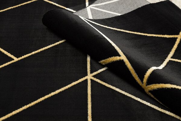 Dywany Łuszczów, Kusový koberec Emerald geometric 1012 black and gold, 120x170, černá, chodba / předsíň