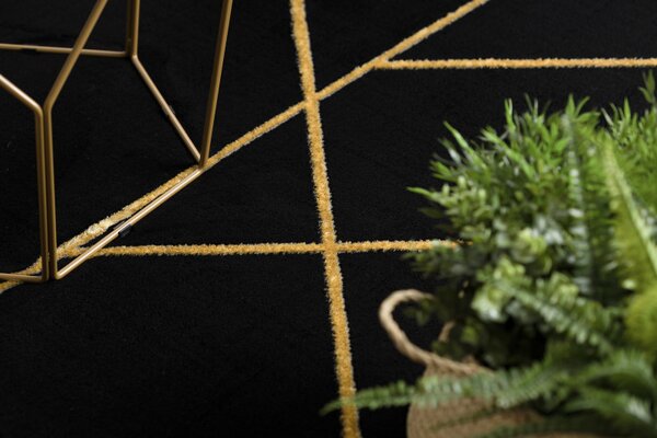 Dywany Łuszczów, Kusový koberec Emerald geometric 1012 black and gold, 120x170, černá, chodba / předsíň