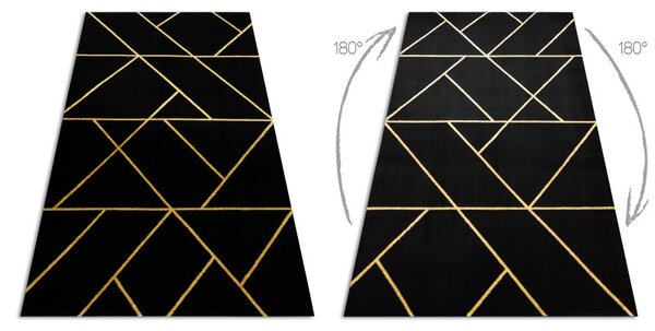 Dywany Łuszczów, Kusový koberec Emerald geometric 1012 black and gold, 120x170, černá, chodba / předsíň