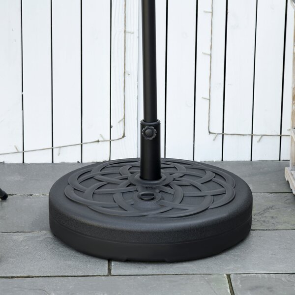 Outsunny Stojan na slunečníky do 35 kg, plnitelný, kulatý držák na slunečníky, zátěž na slunečník, stojan pro slunečníky Ø38/48 mm, pro balkon, terasu