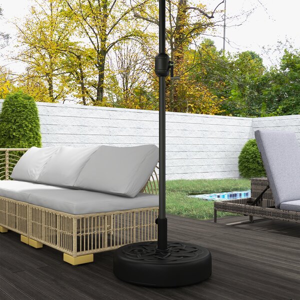 Outsunny Stojan na slunečníky do 35 kg, plnitelný, kulatý držák na slunečníky, zátěž na slunečník, stojan pro slunečníky Ø38/48 mm, pro balkon, terasu