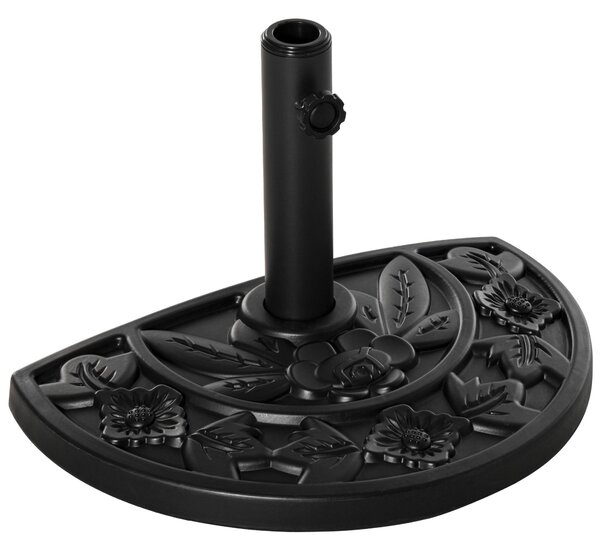 Stojan na slunečník Outsunny 9 kg s designem květiny a polokruhovým držákem pro slunečníky s průměrem tyče 35/38/48mm, pro balkon, terasu, zahradu, če