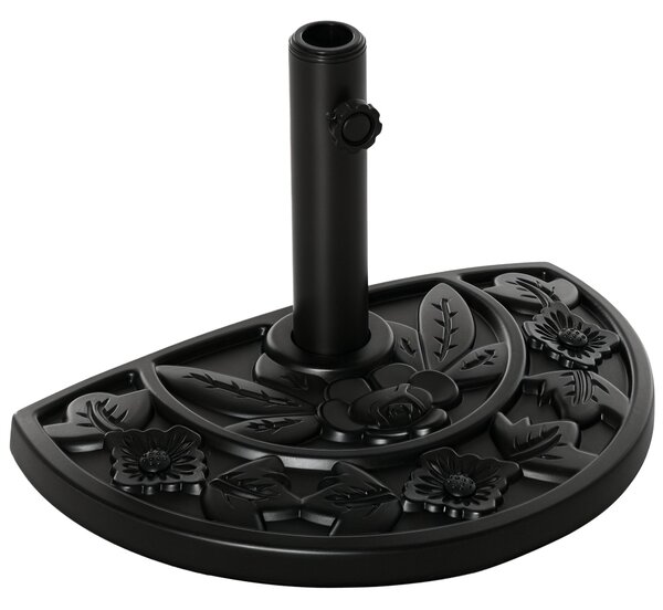Stojan na slunečník Outsunny 9 kg s designem květiny a polokruhovým držákem pro slunečníky s průměrem tyče 35/38/48mm, pro balkon, terasu, zahradu, če
