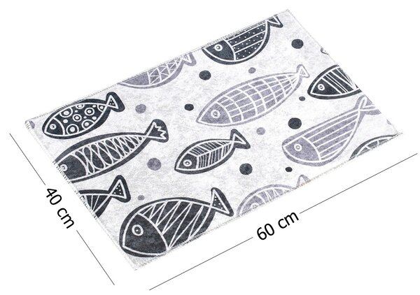 ASIR Koupelnová předložka FISH černobílé ryby