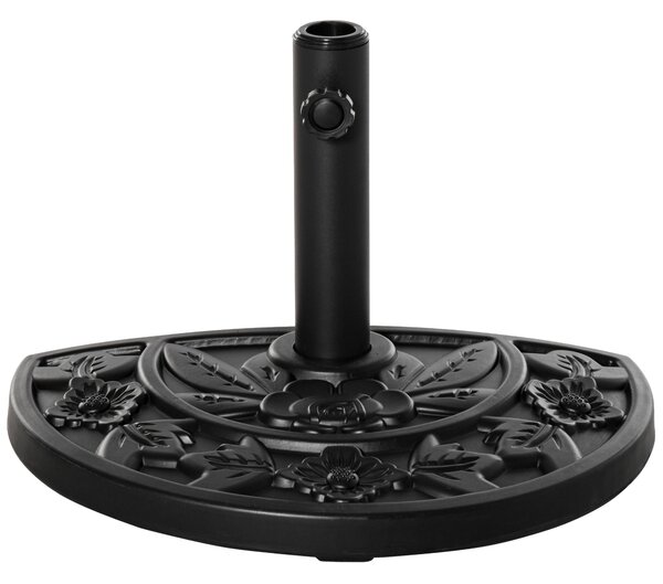 Stojan na slunečník Outsunny 9 kg s designem květiny a polokruhovým držákem pro slunečníky s průměrem tyče 35/38/48mm, pro balkon, terasu, zahradu, če