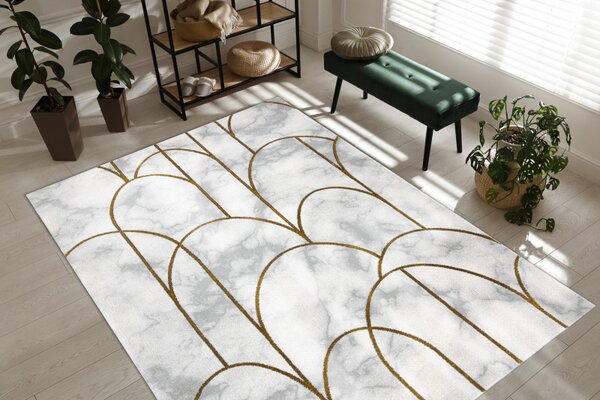 Dywany Łuszczów, Kusový koberec Emerald 1016 cream and gold, 120x170, bílá, kancelář