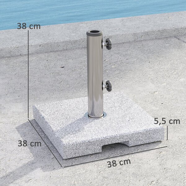 Outsunny Granitový stojan na slunečník 21 kg, čtvercový držák, závaží na slunečník, stojan pro slunečníky s průměrem tyče 32/38/48 mm, vhodný na balko