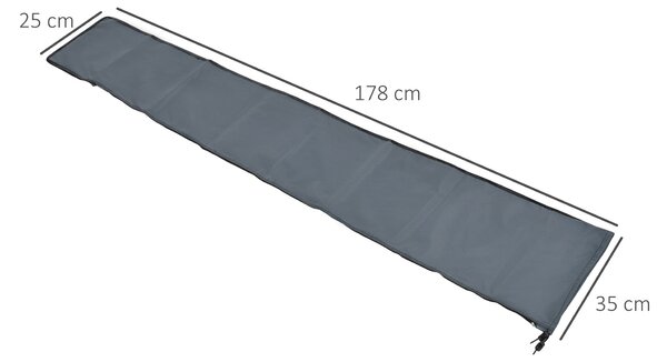 Ochranný obal na slunečník Outsunny, voděodolný, s fixačním popruhem, zipem, Oxford polyester, šedý, 178 x 25/35 cm | Aosom