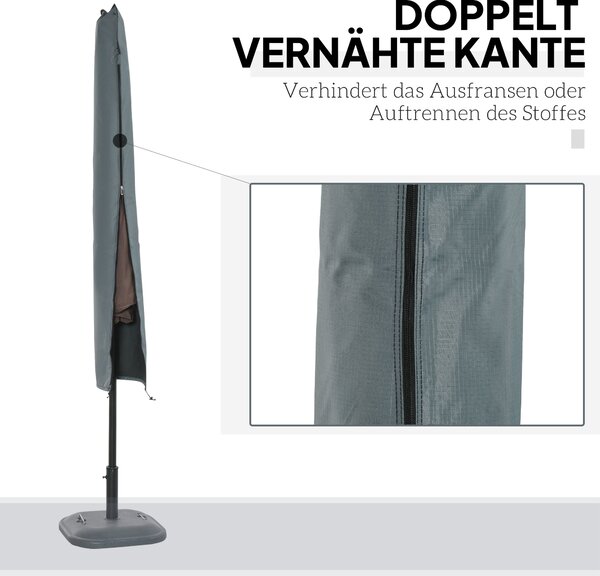 Ochranný obal na slunečník Outsunny, voděodolný, s fixačním popruhem, zipem, Oxford polyester, šedý, 178 x 25/35 cm | Aosom