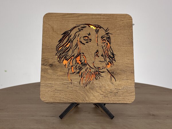 "Jezevčík dlouhosrstý " lampa 19x19cm provedení povrchu: dub