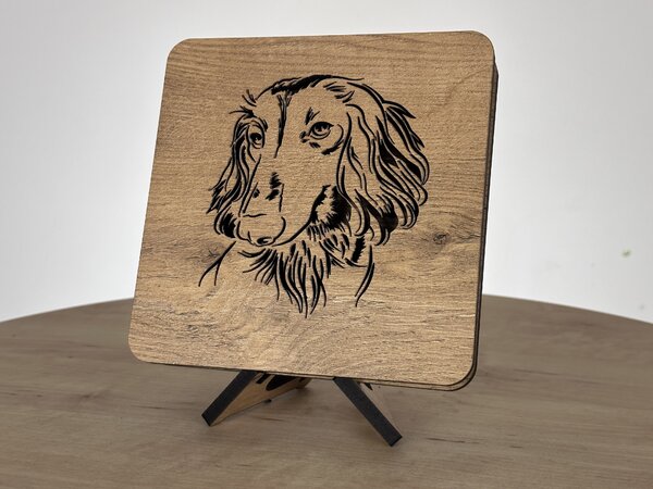 "Jezevčík dlouhosrstý " lampa 19x19cm provedení povrchu: dub