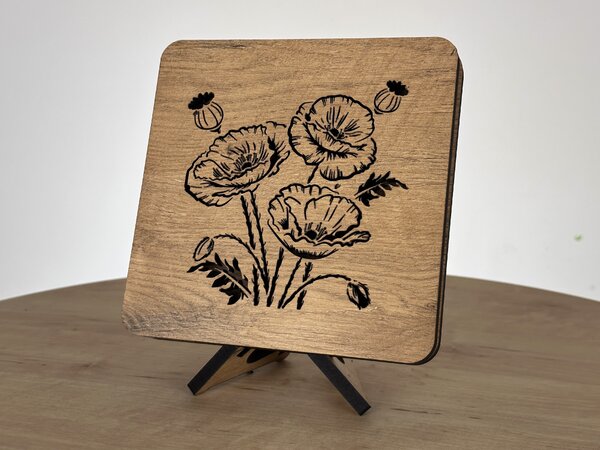 "Vlčí máky" lampa 19x19cm provedení povrchu: dub