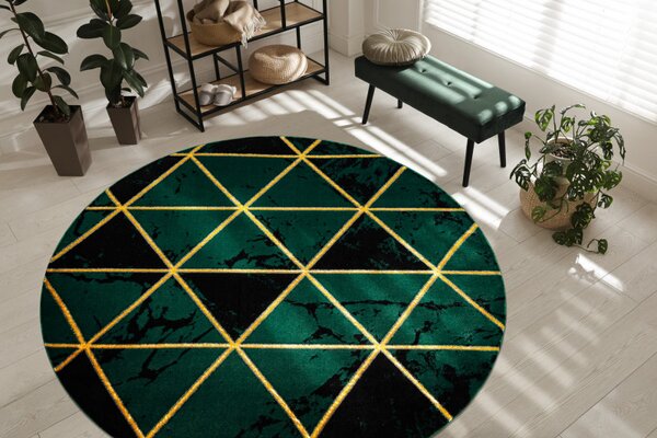 Dywany Łuszczów, Kusový koberec Emerald 1020 green and gold kruh, 120x120 (průměr) kruh, zelená, ložnice