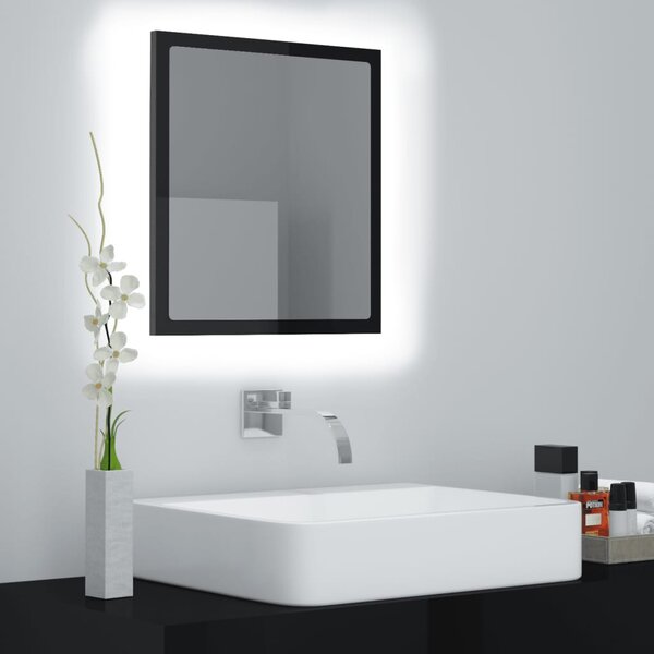 LED koupelnové zrcadlo černé vysoký lesk 40x8,5x37 cm akrylové