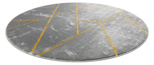 Dywany Łuszczów, Kusový koberec Emerald geometric 1012 grey and gold kruh, 120x120 (průměr) kruh, šedá, chodba / předsíň