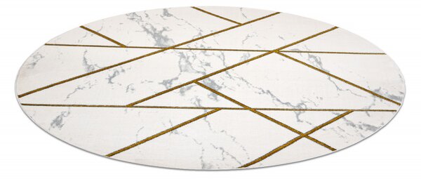 Dywany Łuszczów, Kusový koberec Emerald geometric 1012 cream and gold kruh, 120x120 (průměr) kruh, bílá, ložnice
