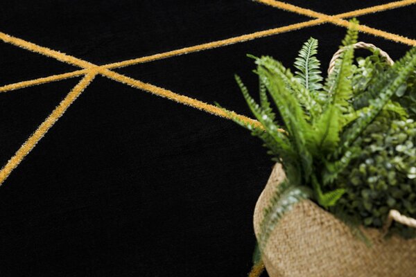 Dywany Łuszczów, Kusový koberec Emerald geometric 1012 black and gold kruh, 120x120 (průměr) kruh, černá, chodba / předsíň