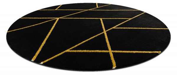 Dywany Łuszczów, Kusový koberec Emerald geometric 1012 black and gold kruh, 120x120 (průměr) kruh, černá, chodba / předsíň