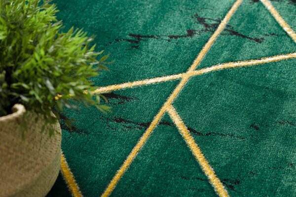 Dywany Łuszczów, Kusový koberec Emerald geometric 1012 green and gold kruh, 120x120 (průměr) kruh, zelená, chodba / předsíň