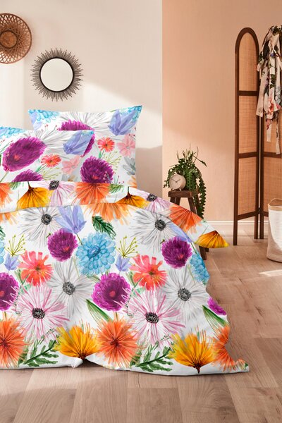 POVLEČENÍ, makosatén, modrá, bobulová, lilková, tmavě žlutá, meruňková, 135/200 cm - Online Only povlečení, Online Only