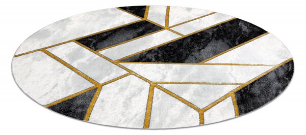 Dywany Łuszczów, Kusový koberec Emerald 1015 black and gold kruh, 120x120 (průměr) kruh, černobílá, ložnice