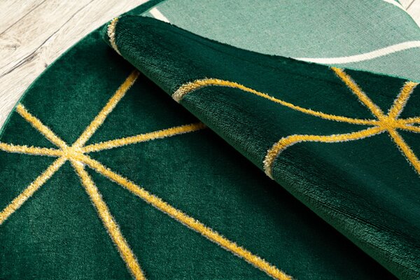 Dywany Łuszczów, Kusový koberec Emerald 1013 green and gold kruh, 120x120 (průměr) kruh, zelená, chodba / předsíň