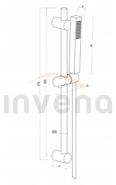 Invena Glamour Trend, sprchová sada se sloupem a 1-funkční ruční sprchovou hlavicí, zlatá lesklá, INV-AU-05-Z09-S
