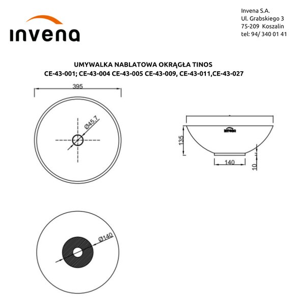 Invena Tinos, keramické umyvadlo na desku 39,5x39,5x13,5 cm, zlatá lesklá-černá lesklá, INV-CE-43-027-C