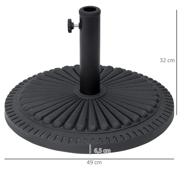 Základna pro slunečník Outsunny 14 kg, kulatá, držák slunečníku, váha pro slunečník s průměrem pólů 35-48 mm, pro balkon, terasu, zahradu, černá | Aos