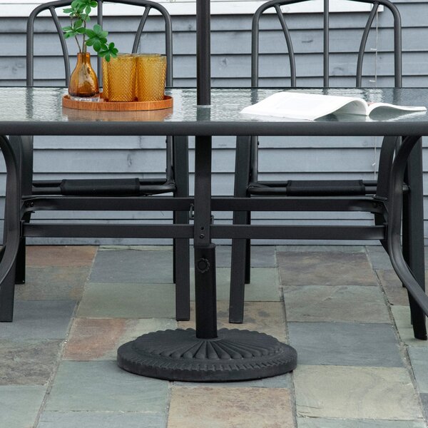 Základna pro slunečník Outsunny 14 kg, kulatá, držák slunečníku, váha pro slunečník s průměrem pólů 35-48 mm, pro balkon, terasu, zahradu, černá | Aos
