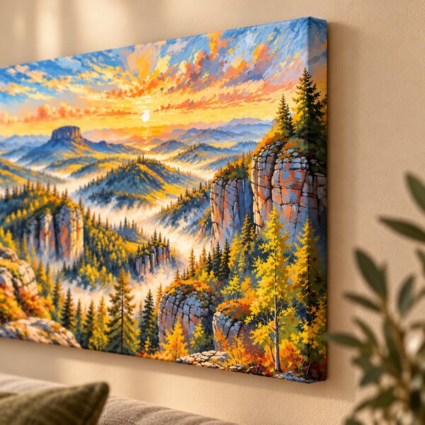 Obraz na plátně - Na pískovcovém výhledu FeelHappy.cz Rozměr obrazu (Šířka x Výška): 60 x 20 cm