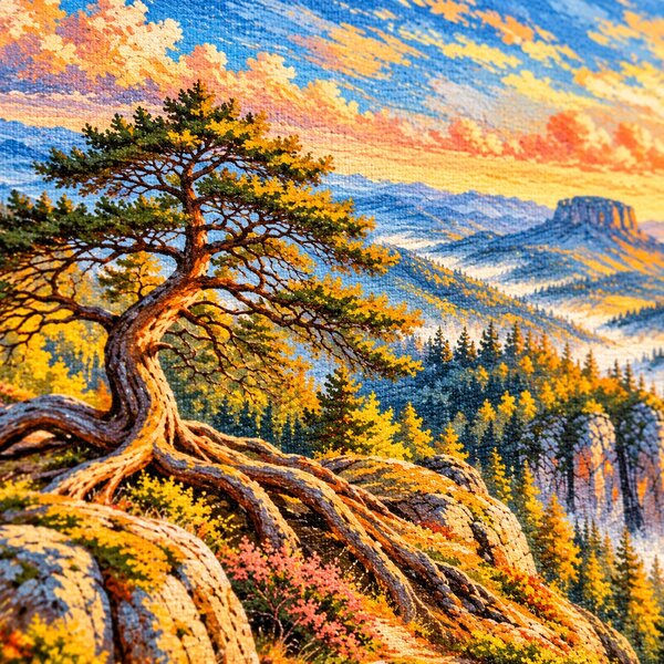 Obraz na plátně - Na pískovcovém výhledu FeelHappy.cz Rozměr obrazu (Šířka x Výška): 60 x 20 cm
