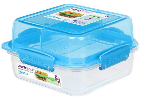 Box na potraviny Sistema Square Lunch Stack TO GO 1,24l Barva: modrá