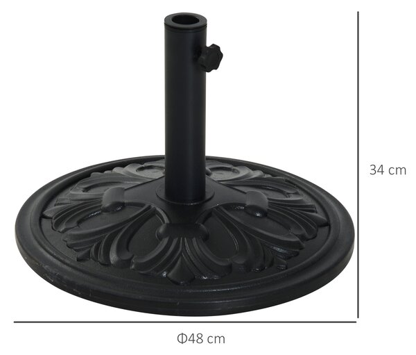 Outsunny Slunečníkový Stojan 13 kg Držák Slunečníku pro Slunečníky s průměrem 35 mm/38 mm/48 mm pro Zahradu, Balkon, Antická Černá | Aosom