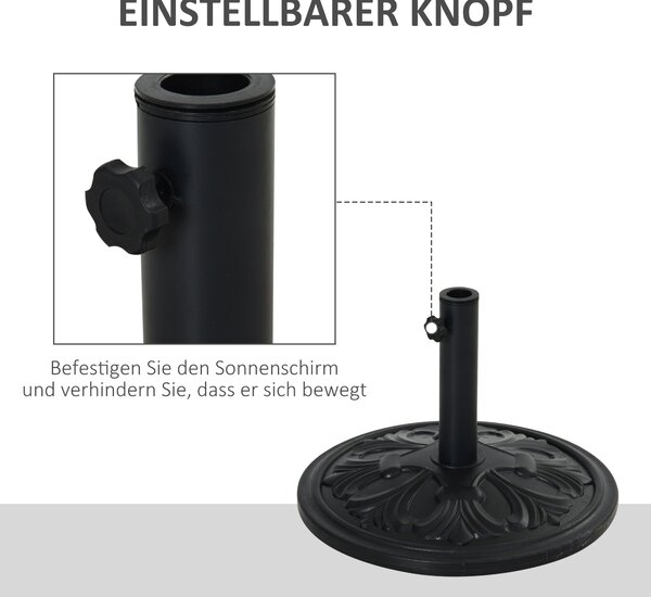 Outsunny Slunečníkový Stojan 13 kg Držák Slunečníku pro Slunečníky s průměrem 35 mm/38 mm/48 mm pro Zahradu, Balkon, Antická Černá | Aosom