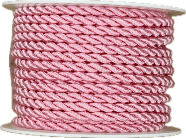 Provázek kroucený TwistCord Soft Pink růžová 3mm x 4m (5,- Kč/m)