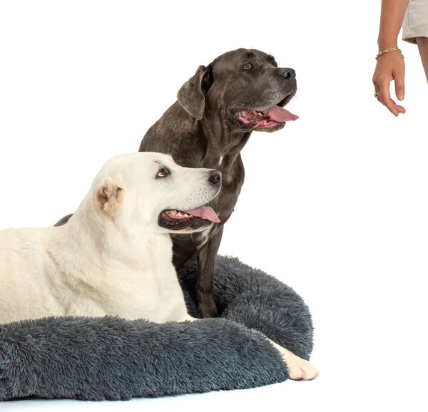 PuppyJoy Kulatý pelíšek pro psy a kočky Plush vel. XL 120 cm tmavě šedý
