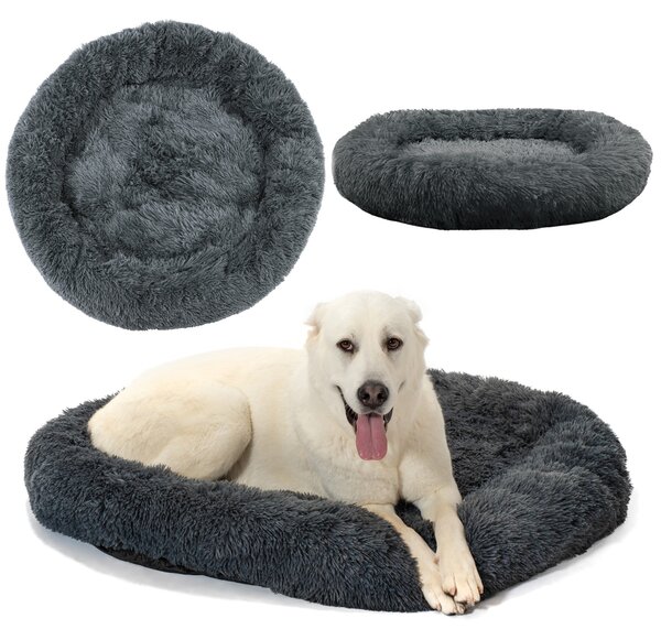 PuppyJoy Kulatý pelíšek pro psy a kočky Plush vel. L 100 cm tmavě šedý