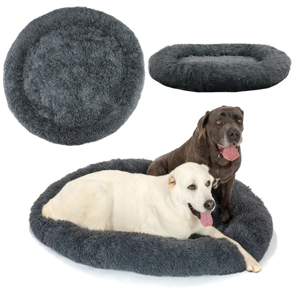PuppyJoy Kulatý pelíšek pro psy a kočky Plush vel. XL 120 cm tmavě šedý