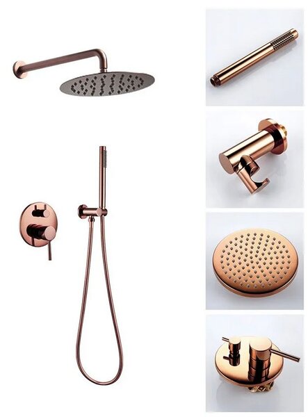 Rea Lungo - Podomítkový sprchový set, růžová-zlatá, REA-P4111