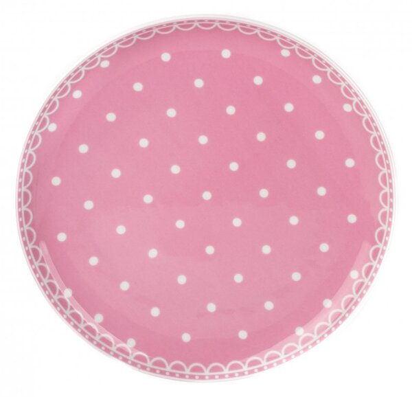 Porcelánový talíř desertní, Thun, Tom, Růžový - bíle puntíky, 19 cm