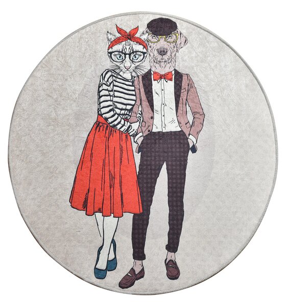 ASIR Koberec (100 cm) BEST COUPLE béžový - kočka a pes