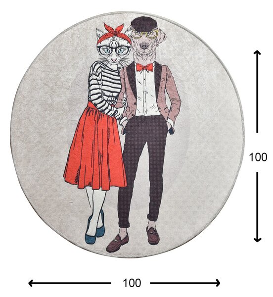 ASIR Koberec (100 cm) BEST COUPLE béžový - kočka a pes